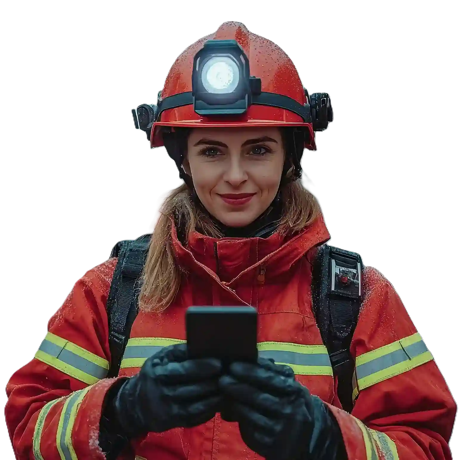 Emergency worker using Indosoft’s mobile communication tools to ensure quick, transparent response to citizens during severe weather conditions. First responder checking phone through Indosoft’s secure government platform during a snow emergency to improve response time and citizen safety.