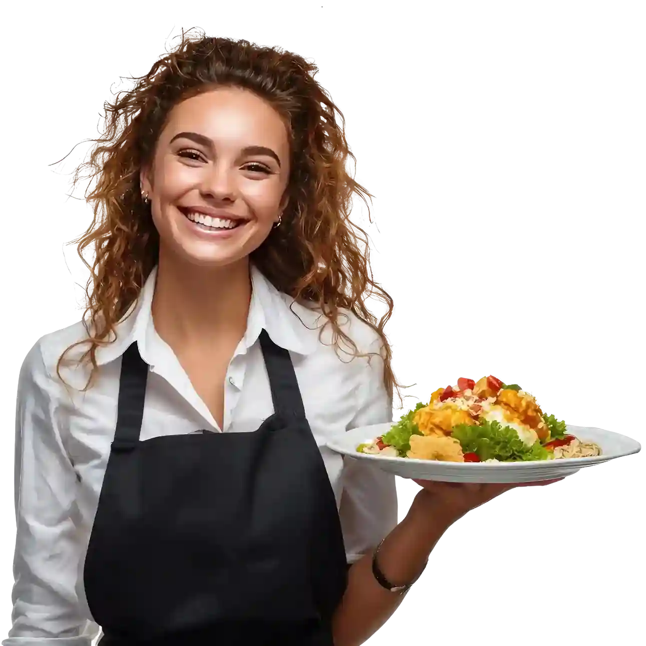 A cheerful waiter delivers a meal ordered via Indosoft’s hospitality platform, highlighting consistent service quality and intelligent hotel operations. A professional server serves a gourmet dish prepared after receiving an order through Indosoft hospitality software, showcasing personalized and branded guest service.