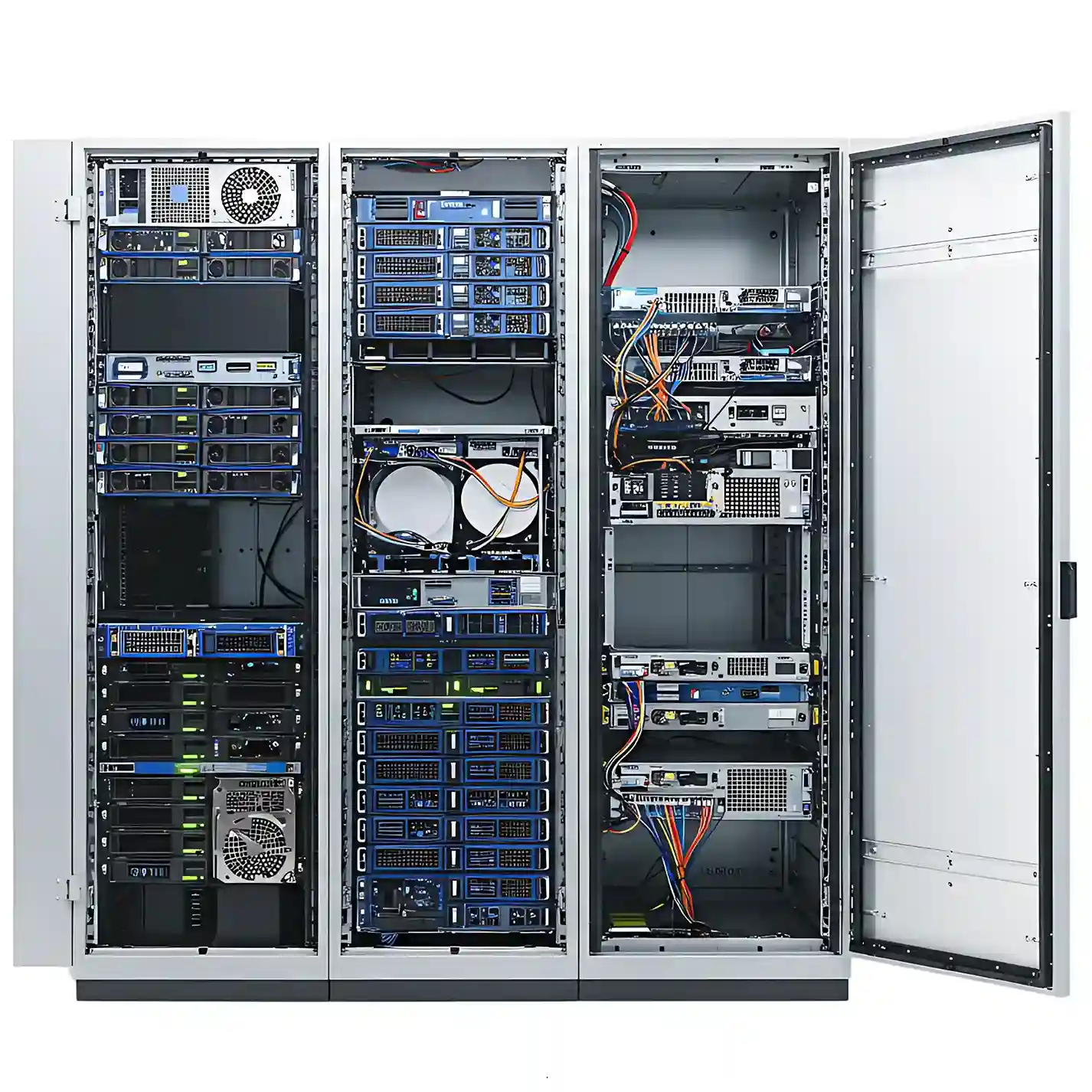 Secure Indosoft servers powering government-grade cloud communications and SIP-based connectivity for public sector services. Indosoft data center server racks connecting to secure government cloud infrastructure, delivering scalable SIP trunking and IVR communication services.