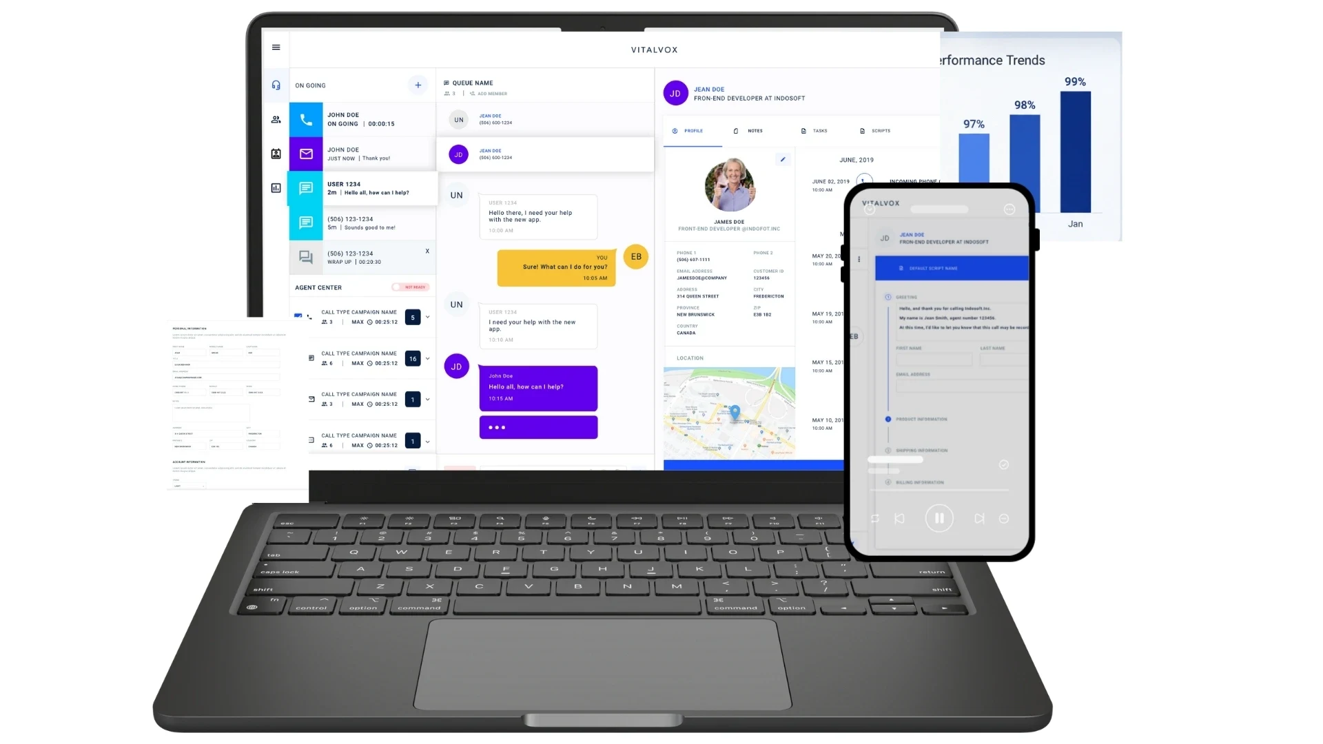 Professional discussion between Indosoft and a healthcare client with a laptop displaying the Omnichannel Communication system, emphasizing secure, integrated, and personalized patient interactions. Laptop displaying the Omnichannel Communication dashboard as a client and Indosoft representative discuss personalized patient support and secure healthcare communication.