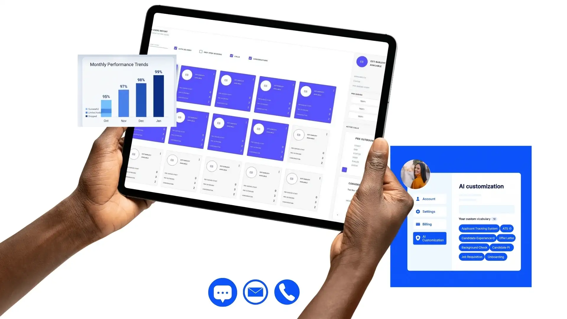 Business meeting scene showing the SYNQ dashboard on a laptop, representing centralized system control, real-time insights, and adaptable IT infrastructure for modern enterprises. Laptop displaying the SYNQ dashboard during a conversation between a client and an Indosoft representative, highlighting centralized control, scalable architecture, and real-time business insights.