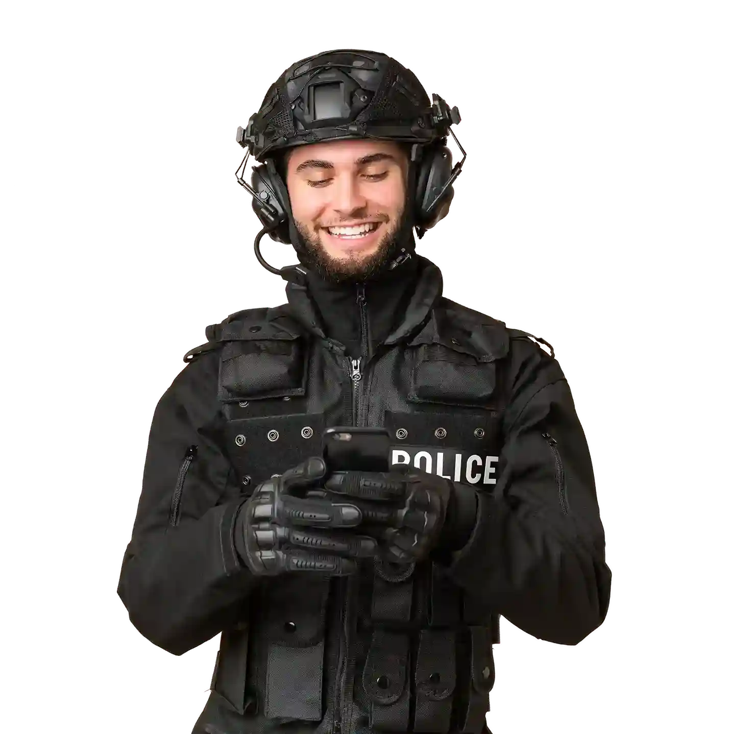 Police officer engaging with community members via Indosoft’s secure mobile communication platform for faster, more effective public service delivery. Law enforcement officer connecting with citizens through Indosoft’s AI-powered government service app, improving coordination and response efficiency.