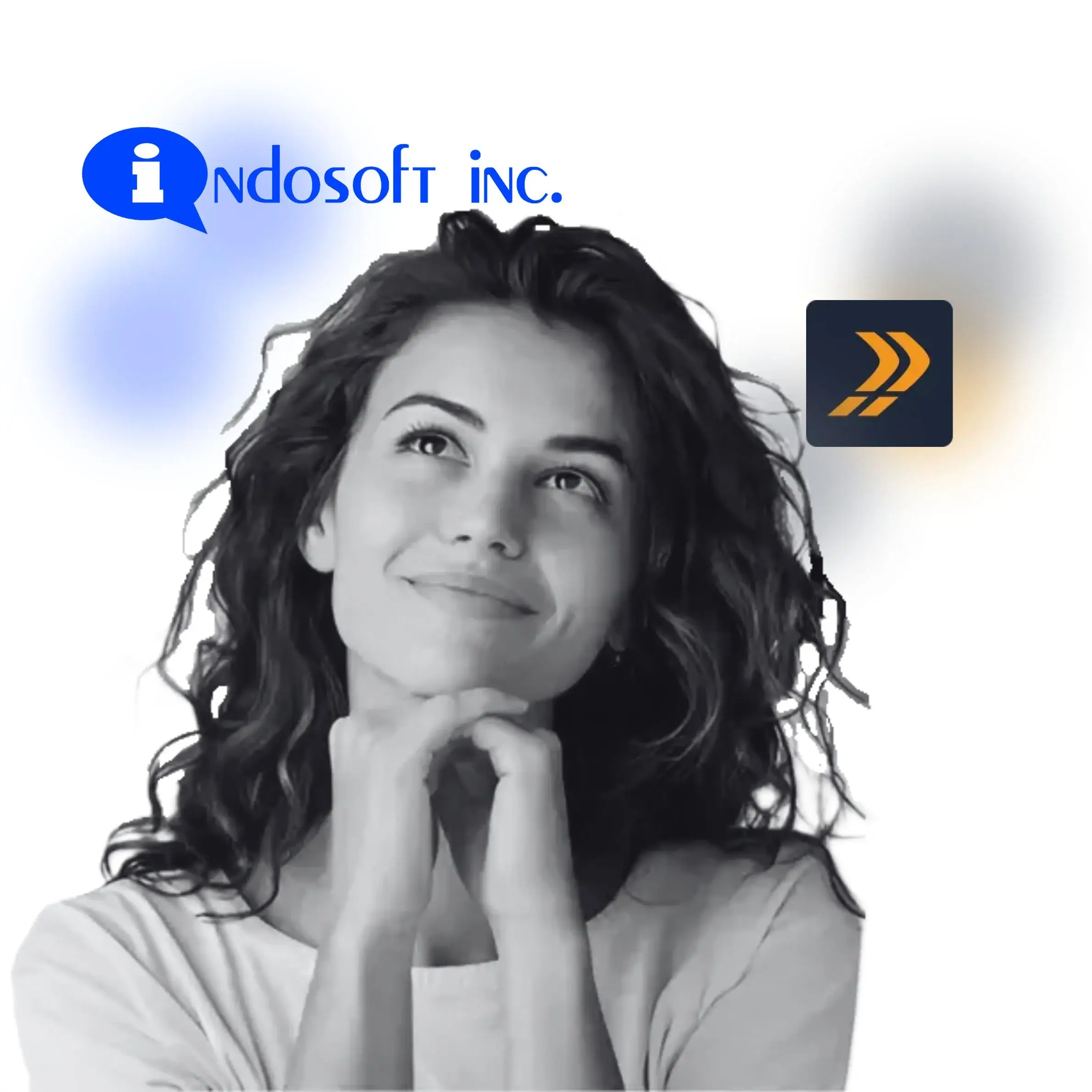 Thoughtful woman reviewing feature differences between Indosoft and GlobalCallForwarding. Woman thinking while comparing Indosoft and GlobalCallForwarding communication platforms.