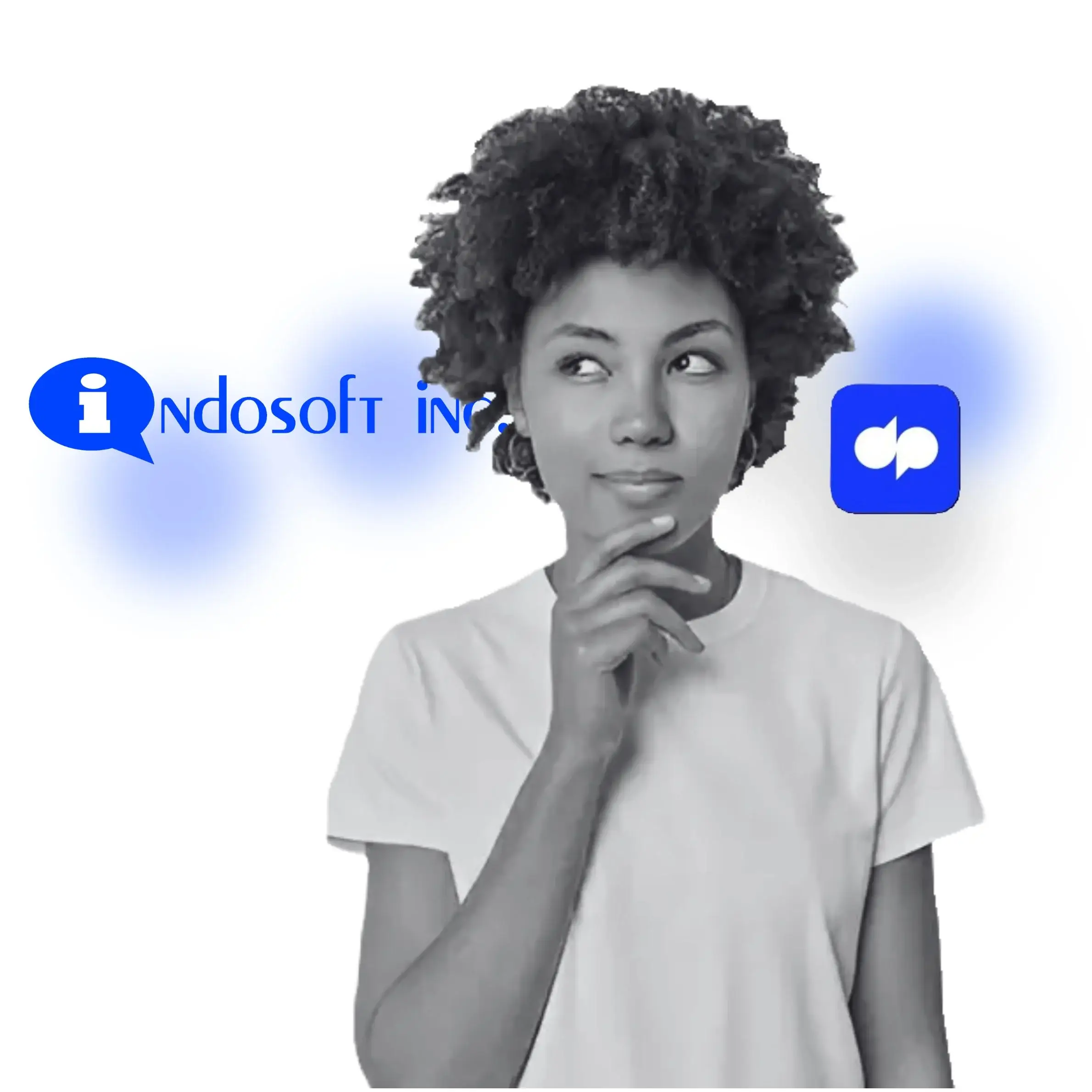 Woman exploring which platform—Indosoft or Dialpad—can elevate communication efficiency. Client comparing Indosoft and Dialpad to choose the best communication platform.