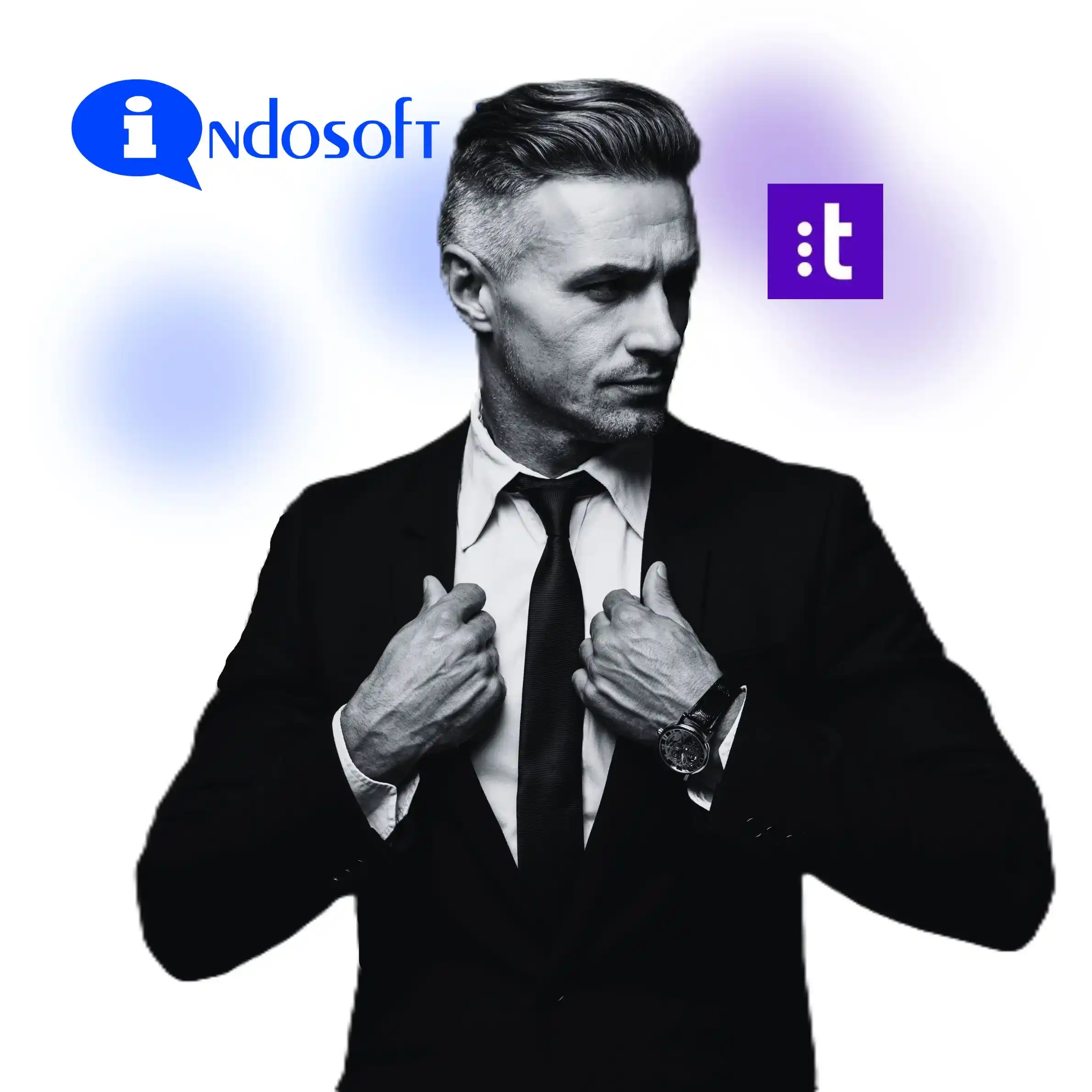 Featuring a sharp, confident executive, the visual symbolizes how Indosoft empowers organizations with AI-driven communication tools designed for long-term growth and adaptability beyond Talkdesk. Businessman preparing confidently, symbolizing Indosoft’s advanced AI-driven communication capabilities over Talkdesk.