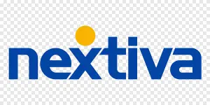 Nextiva logo with blue lettering and a yellow dot above the “i,” representing a business communication provider Nextiva logo with blue lettering and a yellow dot above the “i,” representing a business communication provider