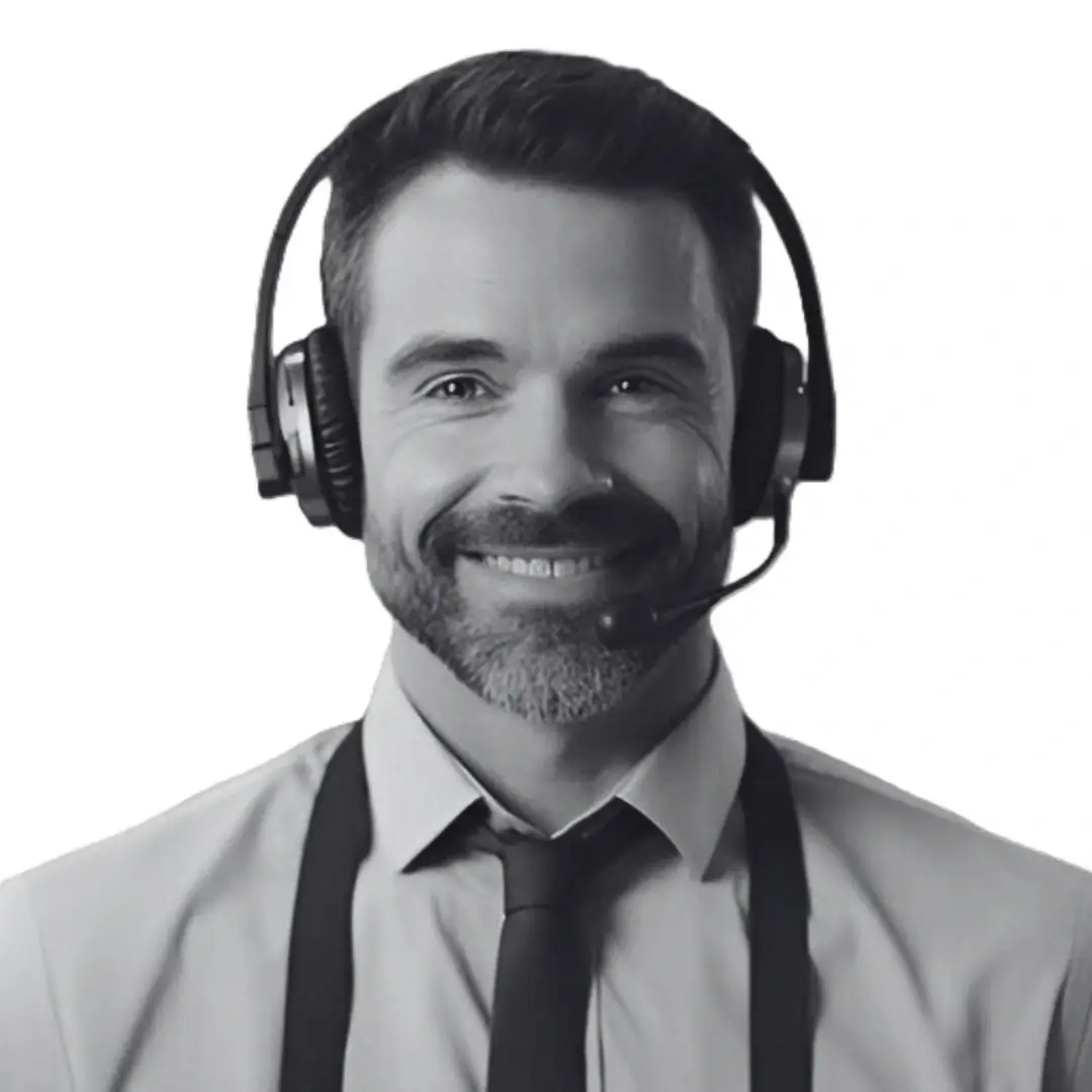 Indosoft representative on a headset call, helping clients understand which communication tools fit their needs. Indosoft support agent wearing a headset, ready to guide clients in choosing the right communication platform.