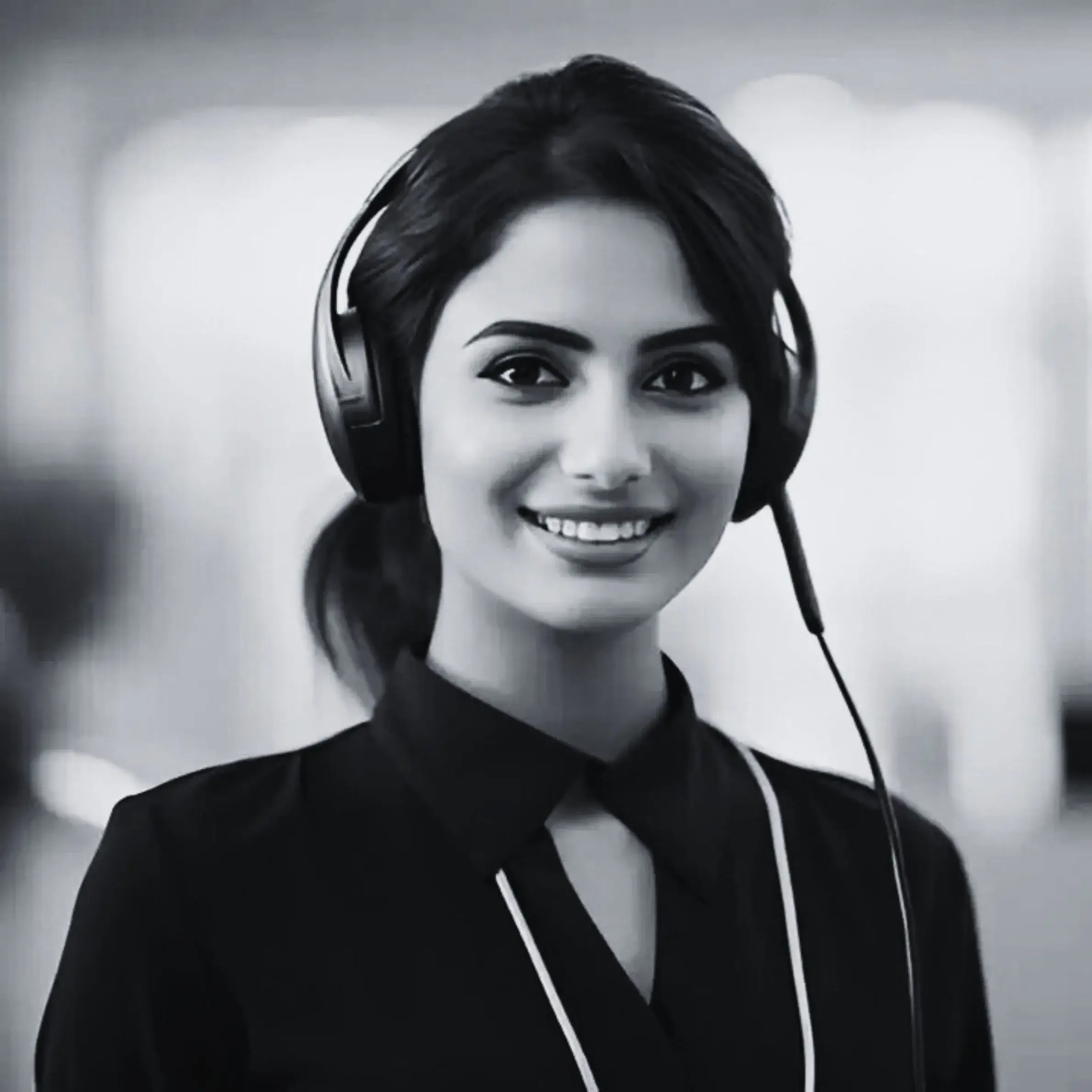 The image shows an Indosoft employee wearing a headset and assisting a customer. The employee appears engaged in improving communication workflows using Indosoft’s tools, supporting the message of enhanced routing and automation for businesses. Indosoft professional using a headset while assisting clients and reviewing communication workflow tools.