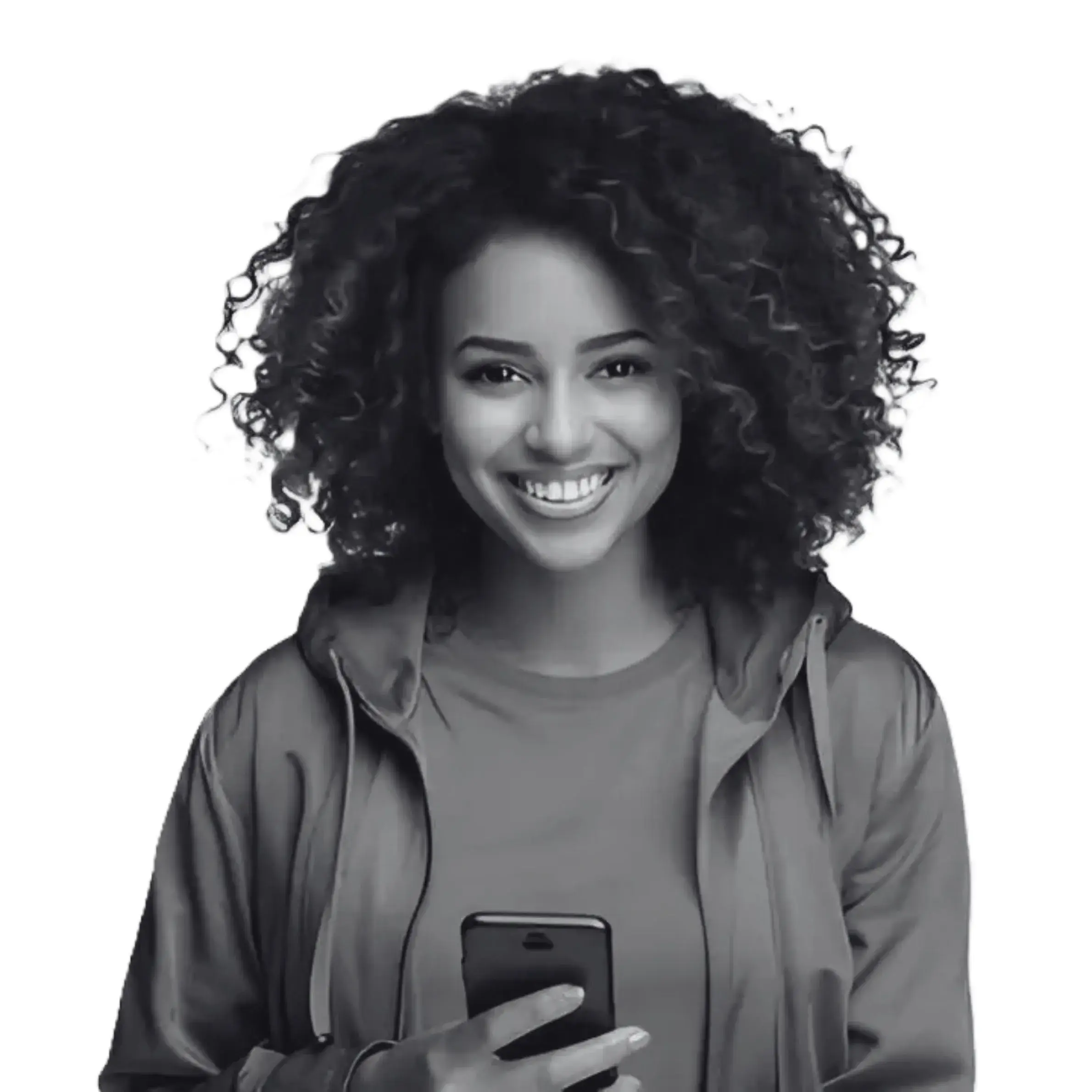 Indosoft support specialist using a smartphone while helping businesses understand Indosoft’s advantages over GoTo Connect. Smiling Indosoft representative holding a phone, ready to help teams compare Indosoft and GoTo Connect.