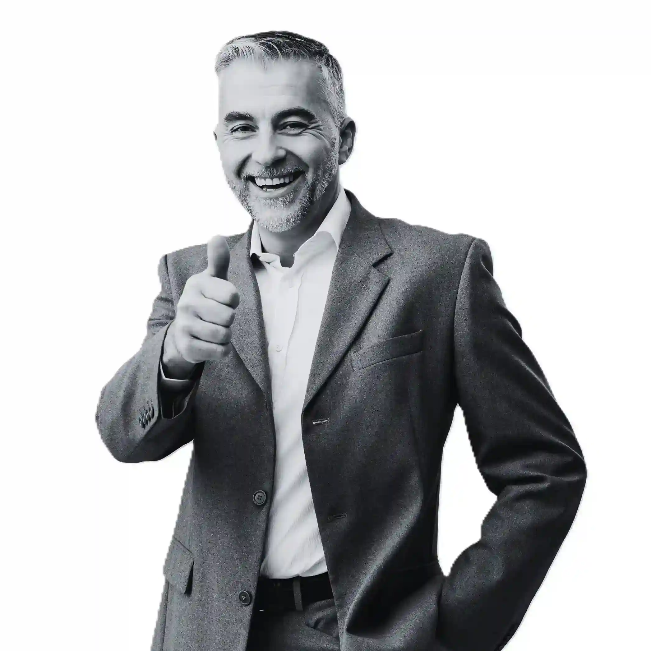 A confident professional poses with a positive gesture, reinforcing the message that Indosoft provides a more scalable and flexible communication setup than Yodel. Professional man in a blazer giving a positive gesture, illustrating Indosoft’s stronger communication capabilities compared to Yodel.