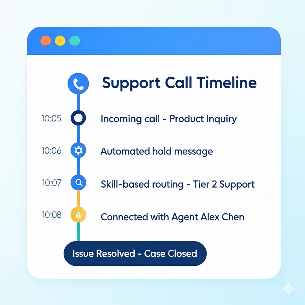 Visual representation of Indosoft's sales workflow optimization, depicting a call center sales accelerator with stages from lead capture to deal closure and performance analytics Indosoft Call Center Sales Accelerator workflow showing lead capture, deal management, and speed to close, with a detailed call logs lifecycle.