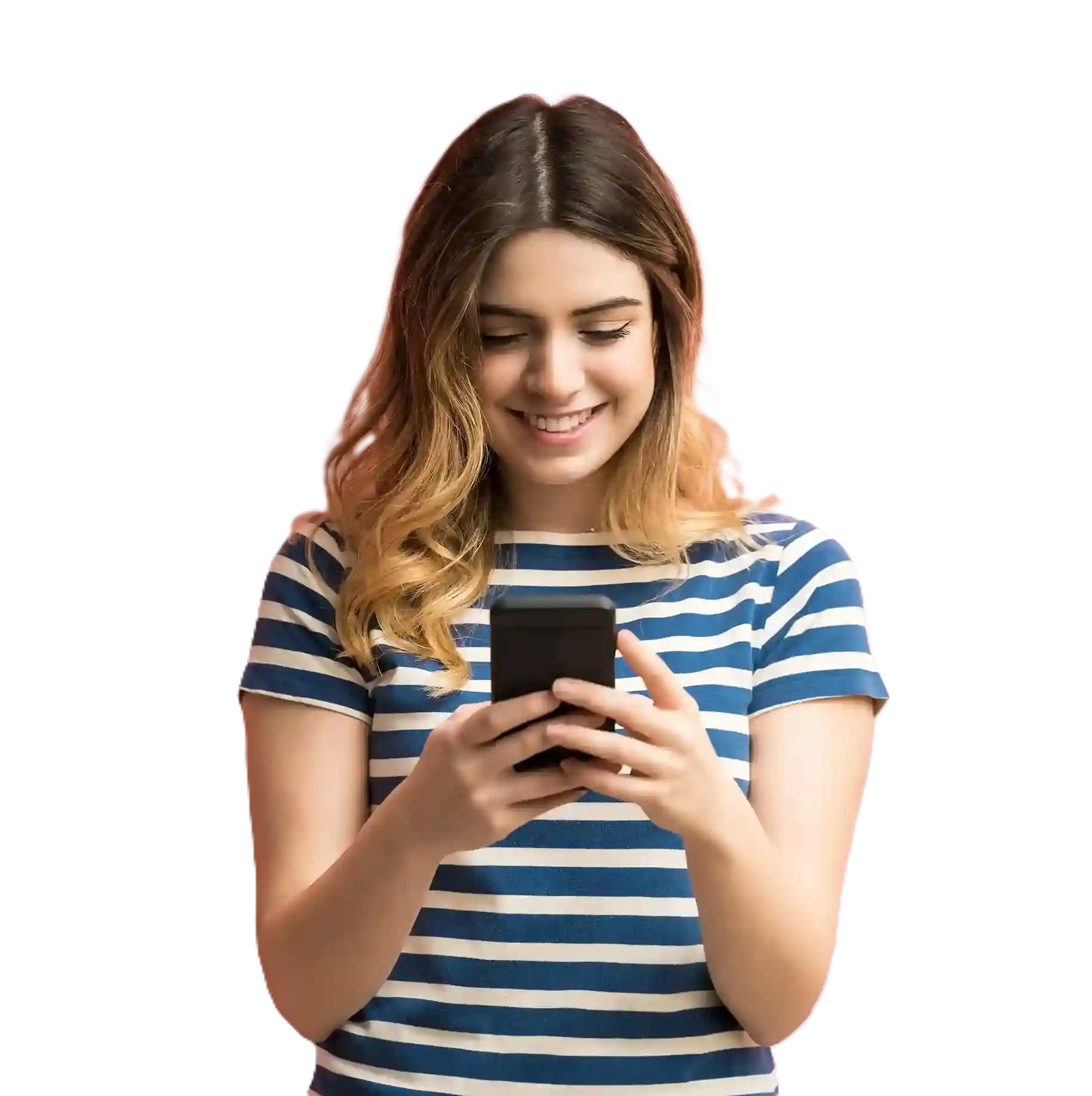 A woman smiles while using her phone, representing smooth post-call processes and easy follow-ups powered by call disposition. A woman smiles while using her phone, representing smooth post-call processes and easy follow-ups powered by call disposition.