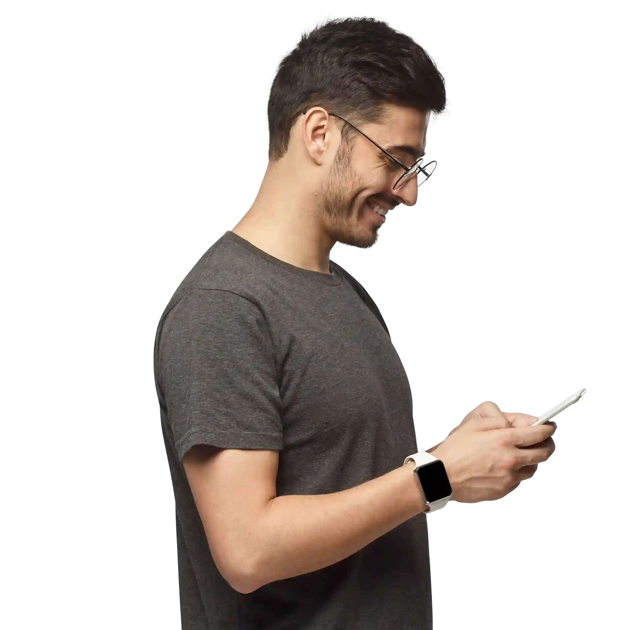 An employee reviews a voicemail notification on his mobile device, using Indosoft to stay on top of missed calls without being tied to a desk. A professional checks his phone and smiles as a voicemail arrives in his email, showing how Indosoft keeps teams responsive to important messages even outside the contact center.