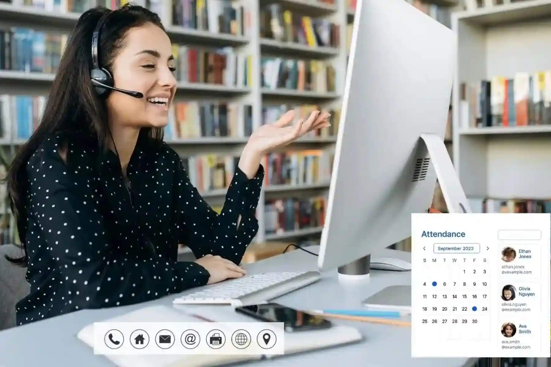Teacher using Indosoft’s education solution to conduct an online class with student profiles, attendance, and a digital whiteboard. Teacher using Indosoft’s education solution to conduct an online class with student profiles, attendance, and a digital whiteboard.