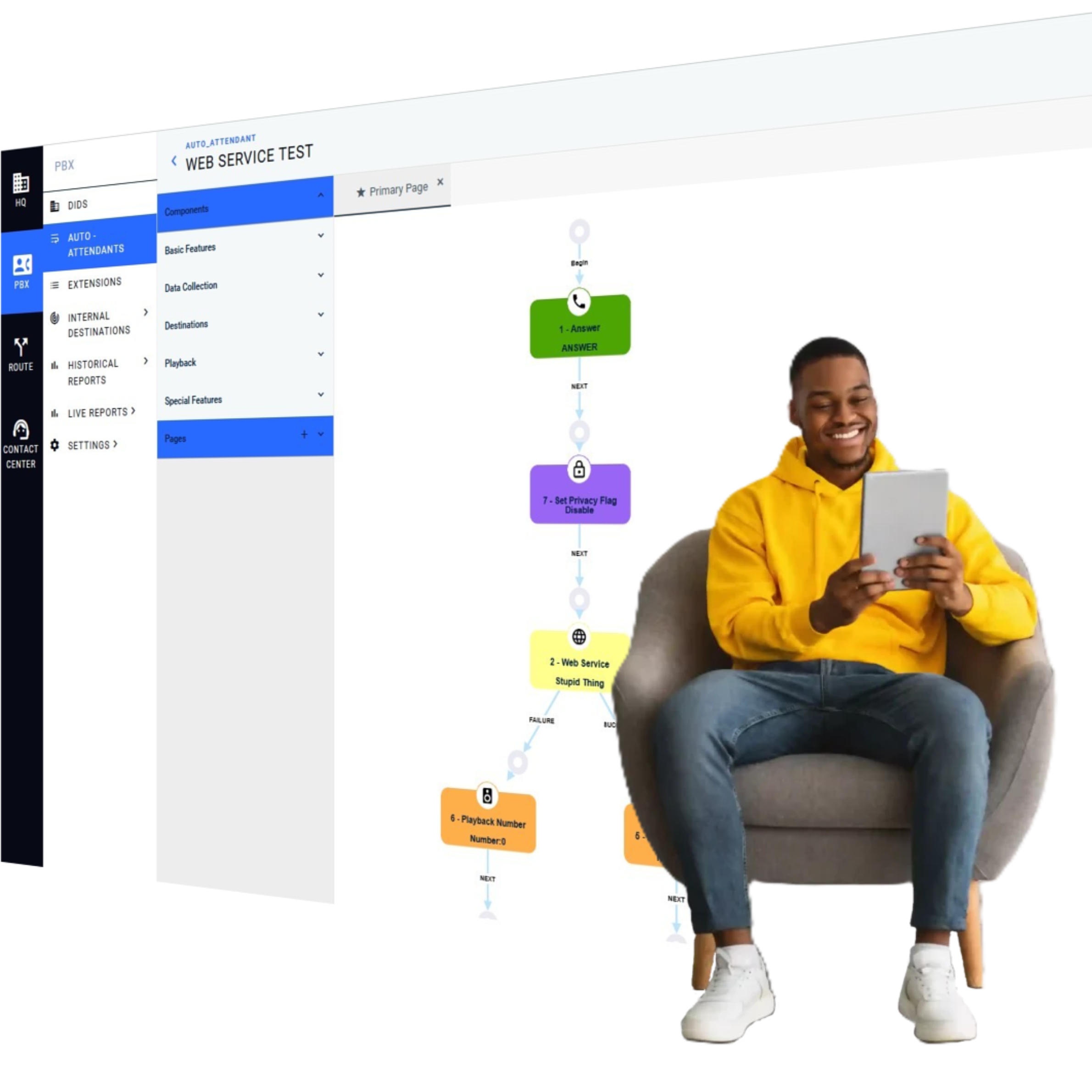 African American professional learning through a tablet during a customized onboarding session provided by Indosoft experts. Smiling African American businessperson using a tablet to access personalized Indosoft onboarding and knowledge-sharing support.